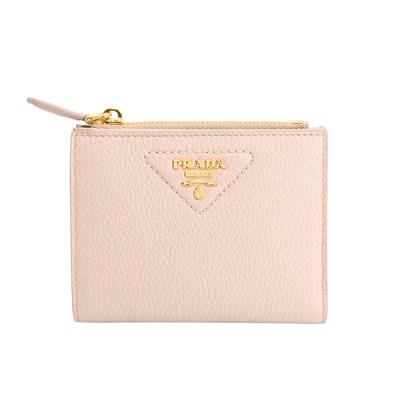 レア美品✨プラダ◇マルチカラーミディアム二つ折り財布　ゴールド金具ベージュピンク PRADA レディース二つ折り財布（色：ピンク系）｜財布｜ファッション