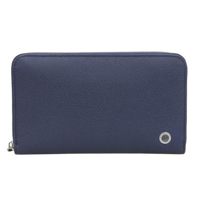 BVLGARI（ブルガリ） ラウンドファスナー 長財布 レザー ネイビー 美品