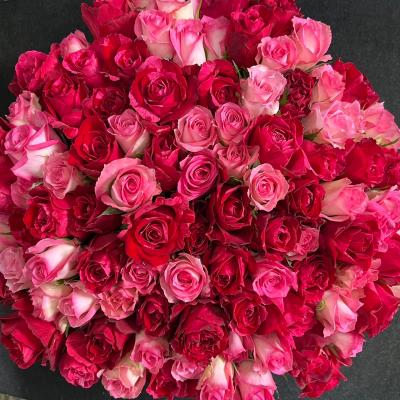 赤とピンクの花束＊30cm100本 ラッピング込 還暦・プロポーズ