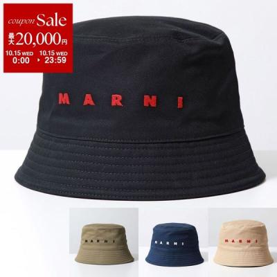 新作*MARNI*ロゴ入りメンズ ウールハット 帽子 Black organic gabardine baseball cap with embroidered logo