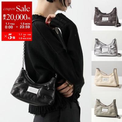 美品 おしゃれ レア マルジェラ グラムスラム ショルダーバッグ レザー 黒 メゾン マルジェラ“雲型フォルム”のバッグ「グラム スラム」刺繍入り