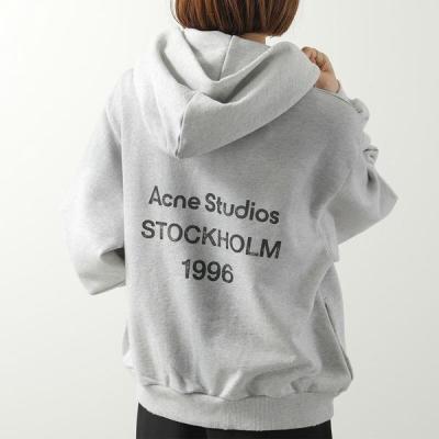 Acne Studios グレー パーカー　ＸＬ　アクネ Acne Studios (アクネストゥディオズ) バックロゴ プルオーバー