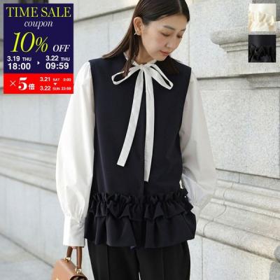 s（レディースベスト、ジレ）（色：ホワイト系）｜トップス