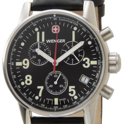 【最終値下げ】Wenger 自動巻き腕時計 ブラック ウェンガー コマンド スイス製ETA 自動巻(オートマチック) 77425