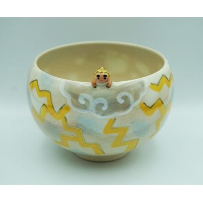 色絵　雷様　茶碗　深山 色絵 雷様茶碗 (紙箱)東山深山 - 茶道具販売 栗林園