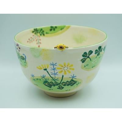 茶道具　京焼　三代　東山深山造　色絵　四季草花文　吊香炉　共布共箱　MR7382 茶道具 京焼 三代 東山深山造 色絵 四季草花文 吊香炉 共布共箱