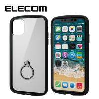 スマホケース ELECOM エレコム PM-A19CTSLFCRBK iPhone 6.1インチ ケース クリア リング 耐衝撃 ストラップホール ブラック | 総合通販PREMOA Yahoo!店