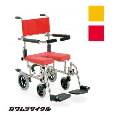 カワムラサイクル 入浴用車椅子、シャワーキャリー（色：イエロー系