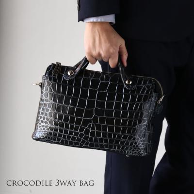 クロコダイル マット 3wayバッグ ハンドバッグ 日本製 JRA