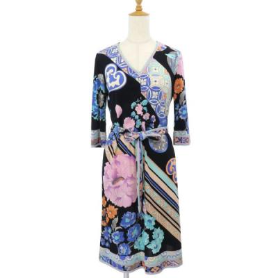美品　レオナール カシミヤ　シルク ウール　ワンピース マルチカラー　M レオナール ワンピースの商品一覧 通販 - Yahoo!ショッピング