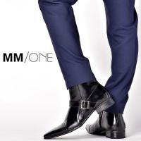 ショートブーツ メンズ ブーツ ビジネスブーツ MM/ONE エムエムワン サイドジップ カジュアル 革靴 ブラック 黒 ビジネスシューズ ストレートチップ おしゃれ | 靴のSVEC