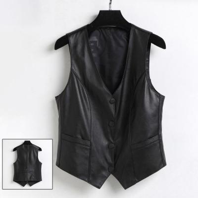 ヴィンテージ　レザー　ベスト　本革　ミドル丈　ベルト付き　レディース　M スタイル満載！レディースビンテージレザーベストを購入しよう