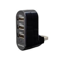 USBハブ 3ポート 180度回る回転コネクタ搭載 GH-HB2A3A-BK/7106 ブラック/送料無料 | サポニンタイガネット事業部