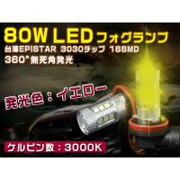 80W LED フォグランプ 3000k H8 H11 HB3 HB4 16SMD搭載  LEDバルブ 2個セット 12V専用 イエロー 雨、霧天気に | sealovely777