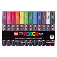 ユニ　ポスカ　極細　12色セット 4902778654088 筆記具 マーカーペン・サインペン 水性マーカーペン 三菱鉛筆 PC-1M12C | seek.