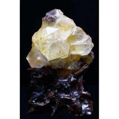 天然石　ルチル入り水晶クラスター トップクォリティ]インド/マニハール産ヒマラヤ水晶クラスター（207g