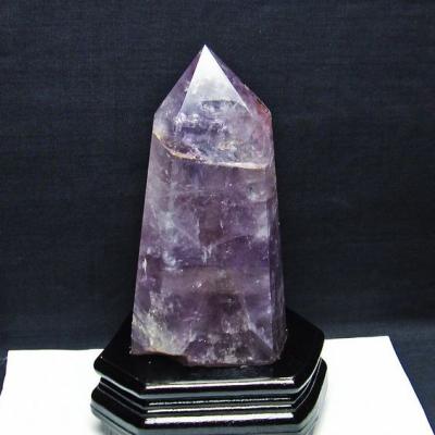 アメジスト 　紫水晶　六角柱 アメジスト(紫水晶)ポイント六角柱 - 約16cm【台座付】 | 天然石
