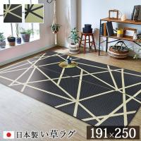 日本製 い草ラグカーペット 「 Fレヴィン 」 約191×250cm ブラック / ナチュラル ラグ モダン い草 純国産 国産 ウレタン 抗菌防臭 自然素材 高級感 | 生活創造屋ヤフー店