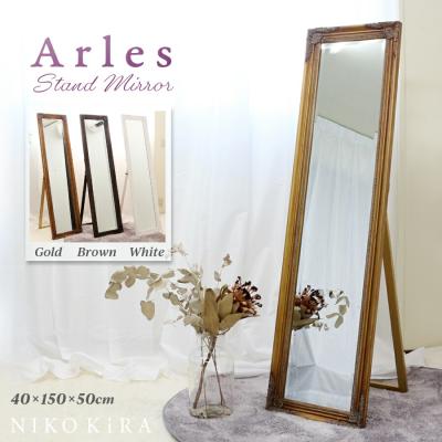 ゴールド アンティーク鏡（スタンドミラー、姿見）｜ミラー