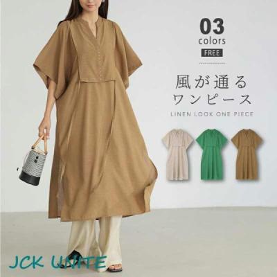 エブール ebure ボタニカルミディアムリネン カフタンワンピース  