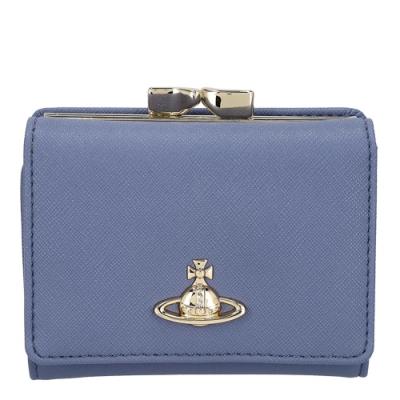 【新品】Vivienne Westwood 二つ折り財布 ブルー43VV631 SAFFIANO PLAIN 口金二つ折り財布(ブルー系)（メンズ