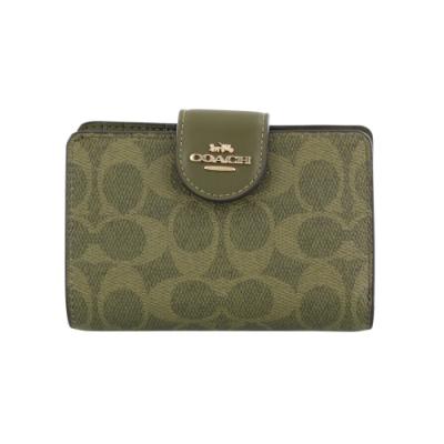 コーチ財布 二つ折り グリーン（レディースファッション