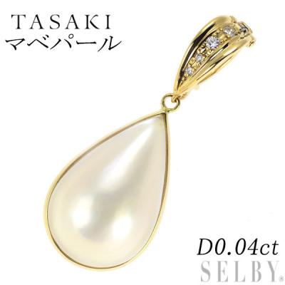 田崎真珠 K18YG マベパール ダイヤモンド ペンダントトップ D0.04ct  