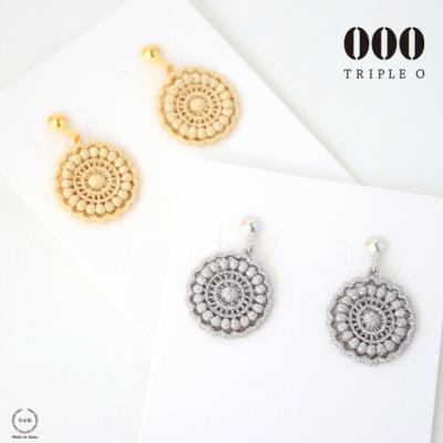 000 トリプルオゥ ネックレス トライアングルイヤリング トリプルオゥ イヤリング レース グレイントライアングル グレー