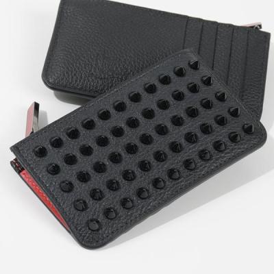 希少✨スタッズ】クリスチャンルブタン ラウンドジップ ケース グレー