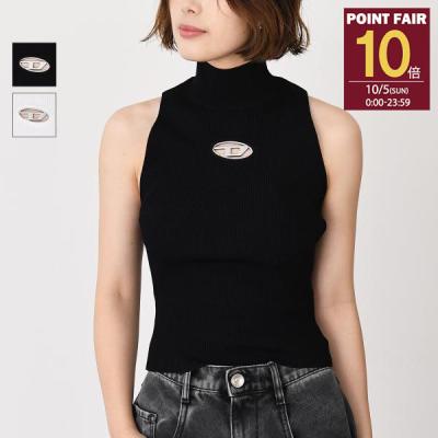 DIESEL ブラック タンクトップ ニット ノースリーブ M-ONERVA-TOP｜ウィメンズ｜ニットタンクトップ｜ブラック