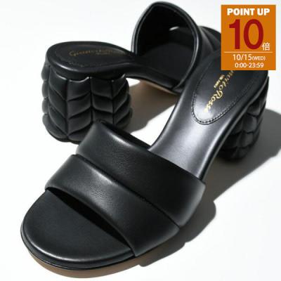 ジャンヴィトロッシ黒スエード×シルバーパイピングサンダル38 GIANVITO ROSSI(ジャンヴィトロッシ)ブラックスエード×シルバー