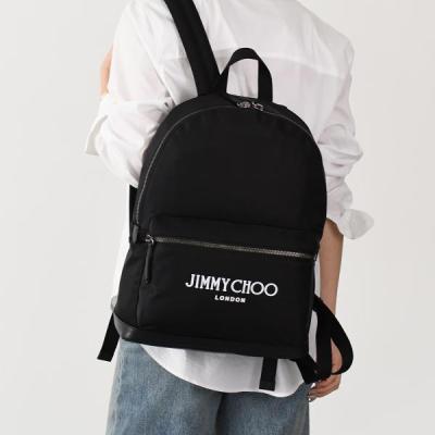 美品 JIMMY CHOO ジミーチュウ フィッツロイ - リュック・デイパック ナイロン レザー ブラック バックパック【本物保証】 美品 JIMMY CHOO ジミーチュウ フィッツロイ - リュック・デイパック
