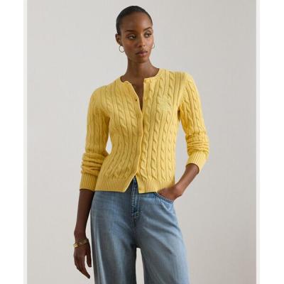 ラルフローレン レディース ケーブルニット カーディガン イエロー S〜M 相当 中古・古着通販】RALPH LAUREN (ラルフローレン) ケーブルニット