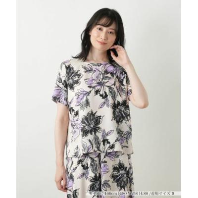 新品【レリアン】春夏薄手 白黒フラワー柄 サマーチュニック 13+ 新品【レリアン】春夏薄手 白黒フラワー柄 サマーチュニック 13+