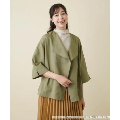 極美品　現行　レリアン　ノーカラージャケット　ライトグレー　大きいサイズ　13号 極美品 現行 レリアン ノーカラージャケット ライトグレー