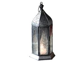モロッコランタン・キャンドルホルダー 高さ24cm オリエンタルランプ6面のレリーフガラス Morocco Lantern Candle holder | セルフトレイダーズ