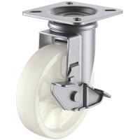 ユーエイ プレート式 SUS-NJ-200S 自在 ステンレスキャスター ナイロン 車輪径200mm ストッパー付き Jタイプ SUS−J−S型 取付115×115(105×105) | 設備プロ王国