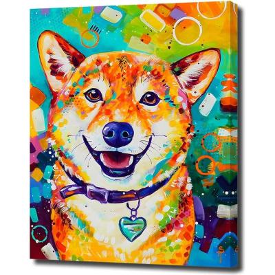 犬のイラスト アート作品 フレーム付き アートパネル 犬ダックスフント 動物 W50cm H70cm アートフレーム絵画