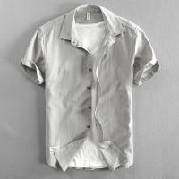 白シャツ カジュアルシャツ メンズ 半袖 無地 シンプル レギュラーカラー ビジカジ 羽織り スタイリッシュ おしゃれ キレイめ かっこいい トップス | sevenplus
