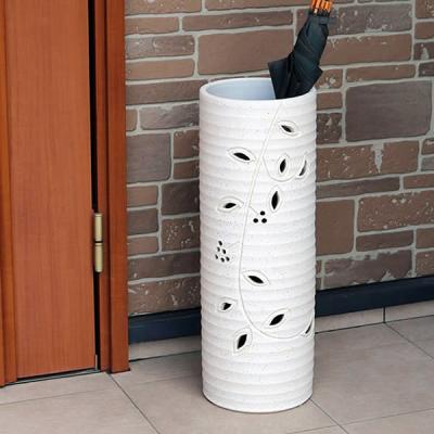 アンティーク 信楽焼傘立て 透かし彫刻 北欧インテリア 高さ42.5cm