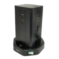 HIDISC タワー型USB付電源タップ　(Type-C×2+Type-A×2)　HD-AC12C2U2BK | シャイニングストア