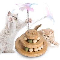 猫 おもちゃ 猫 ボール ぐるぐるタワー ペット用品 木製おもちゃ: 猫遊び用 遊ぶ盤 鈴入りボール 回転ボール 猫 玩具 - 猫 運動不足 ストレス | Shining Today