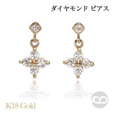 k18 ピアス ダイヤ（モチーフ：クロス、十字架）のおすすめ人気