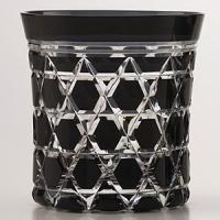 江戸切子 ロックグラス 六角籠目 黒 江戸切子