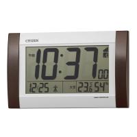 リズム(RHYTHM) シチズン 掛け時計 目覚まし時計 電波時計 デジタル R188 置き掛け兼用 カレンダー 温度 ・ 湿度 表示 茶 24.0×14.8×3.1cm CITIZEN | ショップオールデイ