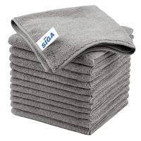 MR.SIGA マイクロファイバークリーニングクロス、拭き跡の残らないクリーニング布巾、業務用タオル、キッチン 掃除、台拭き雑巾、12枚入り、グレー、 | ショップオールデイ