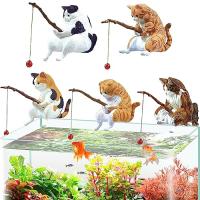 アクアリウム 水槽 猫釣り像 子釣り猫 置物 水槽 オーナメント 猫 釣 5点セット 潜水夫 オーナメント 魚のおもちゃ DIY 雰囲気作り 安全性 耐久性 樹 | ショップオールデイ