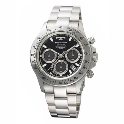 最値下げ‼️ TECHNOS クロノグラフ ブラック/シルバー/ブルー　新品 TECHNOS クロノグラフ ブラック/シルバー/ブルー TECHNOS