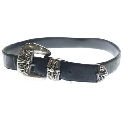CHROME HEARTS クロムハーツ BLT CLASSIC 3PC クラシック 3PC レザーベルト サイズ32 スターリングシルバー ブラック 美品 中古 4b013117 クロムハーツ Chrome Hearts BLT CLASSIC 3PC/クラシック3PC レザー