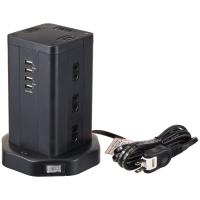エルパ(ELPA) タワー型 電源タップ 12個口 USB×4 マグネット付 ブレーカー内蔵 | SHOP EVERGREEN